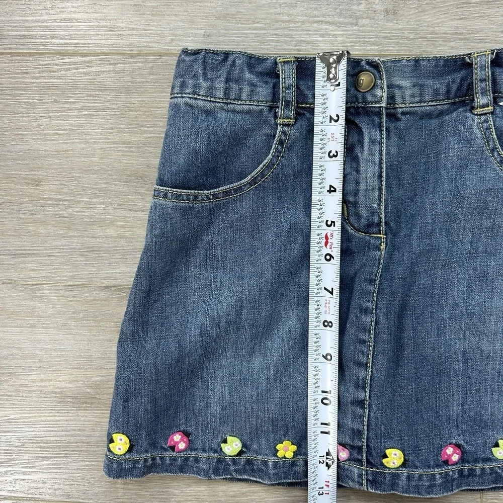 Gymboree Pretty Lady 2009 Denim Skirt‎ Skort Size 8 Embroidered Ladybugs Flowers